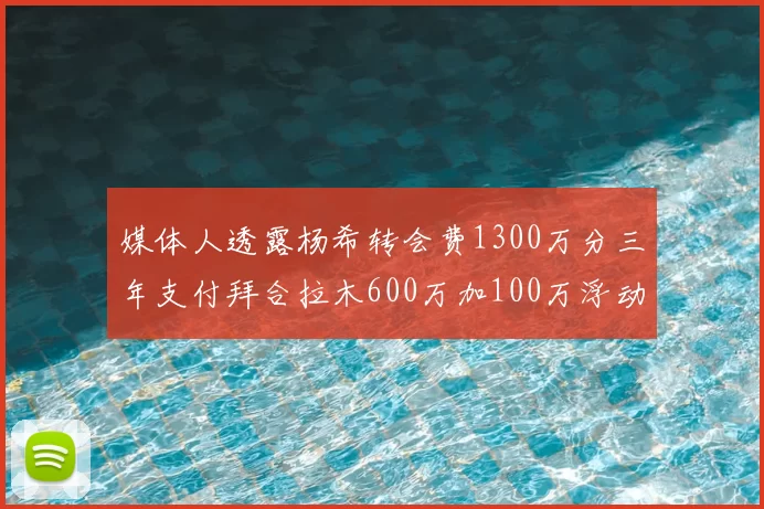 媒体人透露杨希转会费1300万分三年支付拜合拉木600万加100万浮动