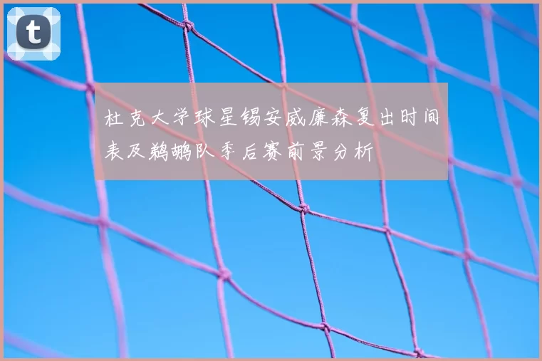 杜克大学球星锡安威廉森复出时间表及鹈鹕队季后赛前景分析